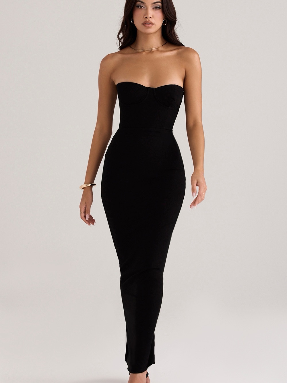 LUCIA Black Strapless Corset Maxi Dress - Picture 6 of 9